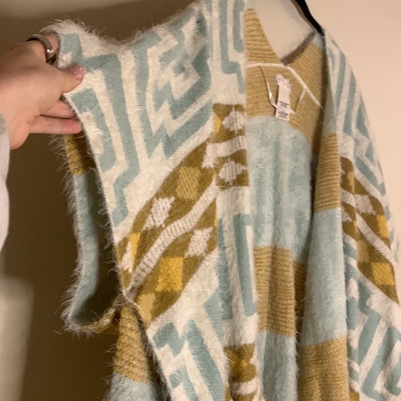 Free People Diamondback Kimono Ivory, Yellow, Brown, Blue - Picture 4 of 9